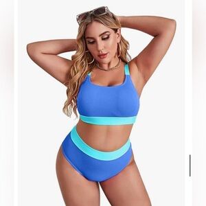 New⛱️ women’s XXXL Soft Ribbed two tone, blue gorgeous bikini